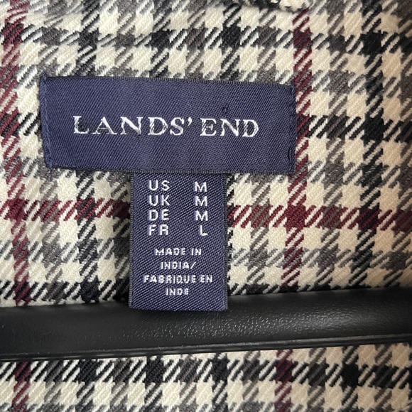 LAND’S END Women's Houndstooth Double-Breasted Wool Blend Coat - Picture 9 of 10